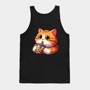 Tabby Cat Bubble Milk Tea Tank Top